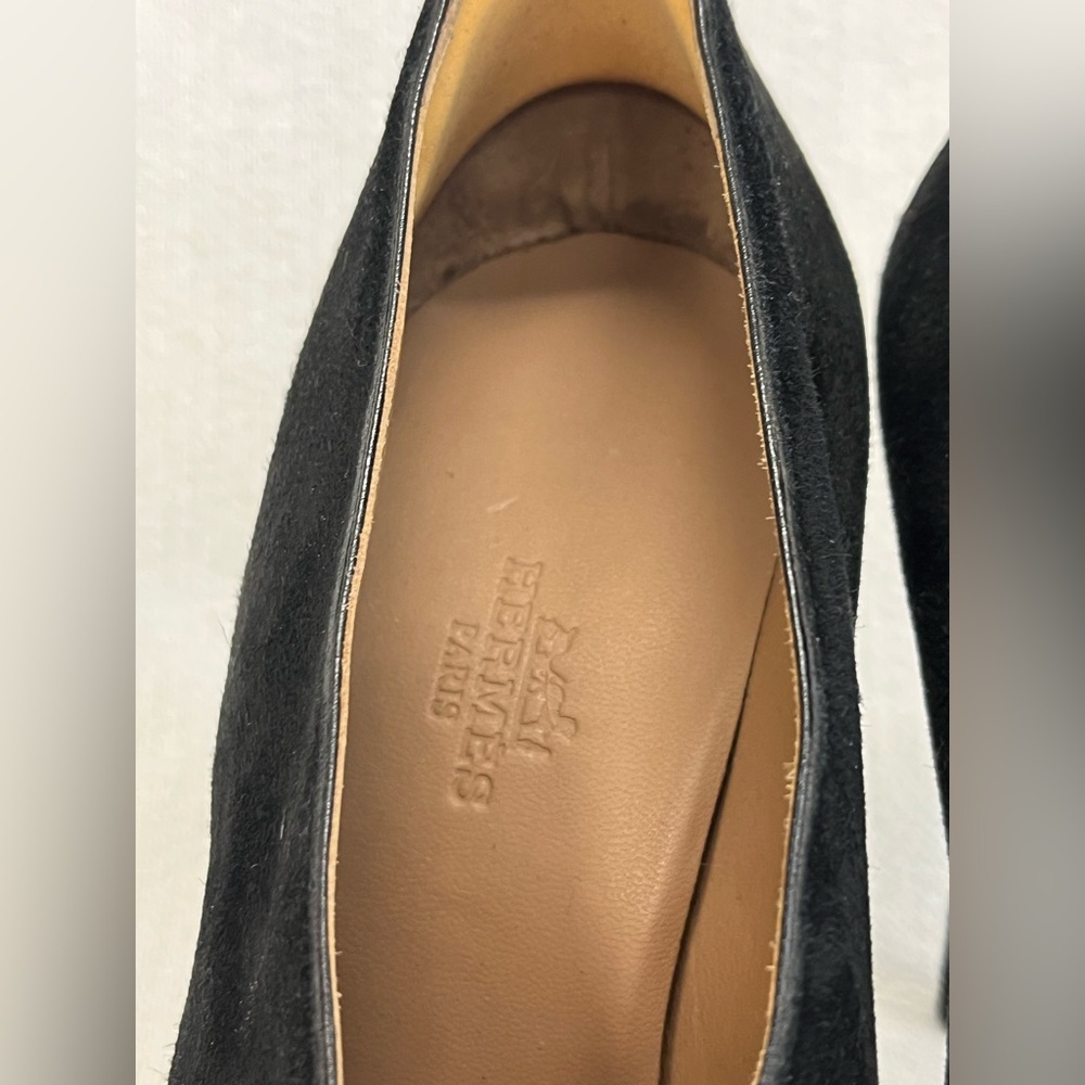 Hermes Florida Suede Black Heels 7.5 - Picture 13 of 16